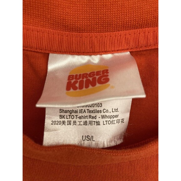 Burger King Whopper T Shirt Work Uniform Employee Orange Mens Large Shirt - Picture 2 of 7